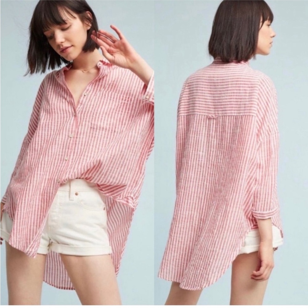 Holding Horses Red White Stripe Button Down Tunic